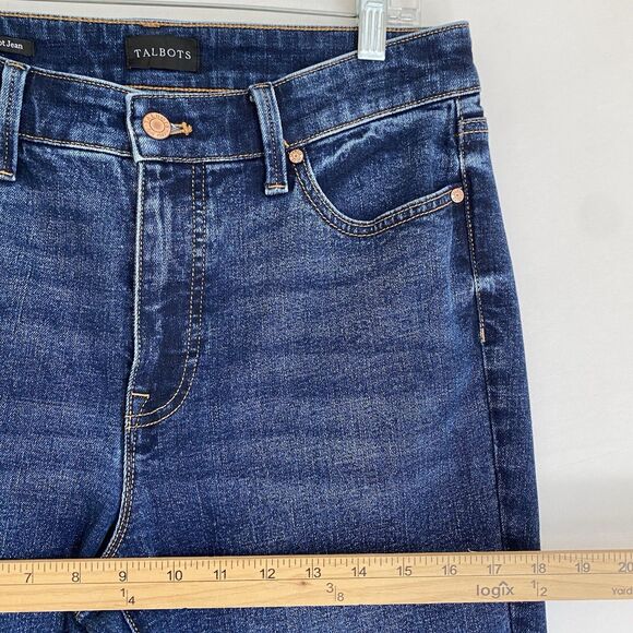 Talbots Barely Boot Jeans Size 8 Blue Dark Wash Denim High Rise Straight Stretch - Picture 6 of 12